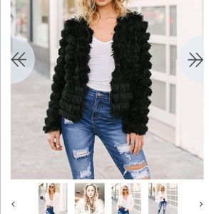 Military hippie faux fur coat